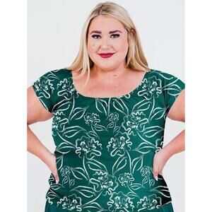 NWT Modli Calypsa‎ Sadie Teal Floral Swim Tank Top Tankini Swimsuit One Peice 4X